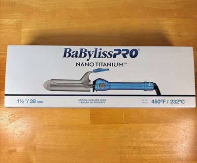 BaByliss PRO 1.5'' Nano Titanium Spring Curling Iron - Blue/Silver
