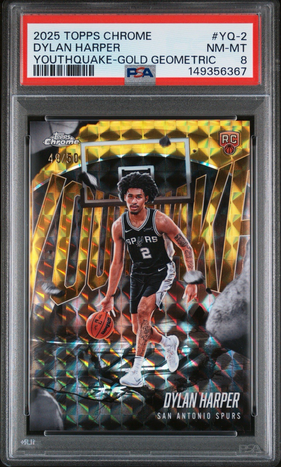 2025 Dylan Harper Topps Chrome Gold Youthquake Gold Geometric /50 PSA 8 Rookie