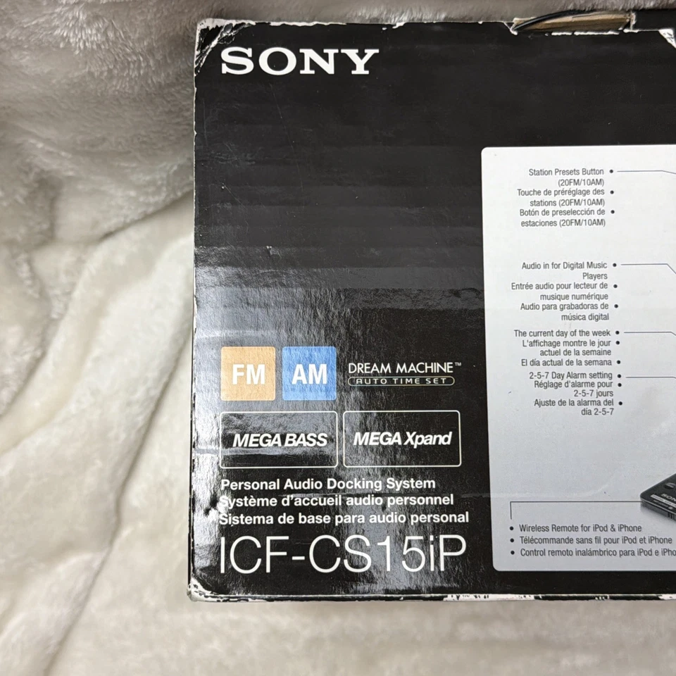 SONY Dream Machine ICF-CS15ip iPod & iPhone Dock & AM/FM Clock Radio New In Box - Image 4 of 4