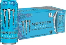 Monster Energy Ultra Blue Hawaiian, Sugar Free Energy Drink, 16 Ounce (Pack of 1