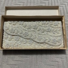 Vintage white satin and beaded evening clutch