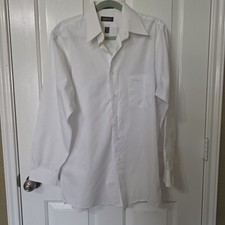 Vintage 90s Arrow Dress Shirt White Wrinkle Free Poplin Made in USA Mens Medium