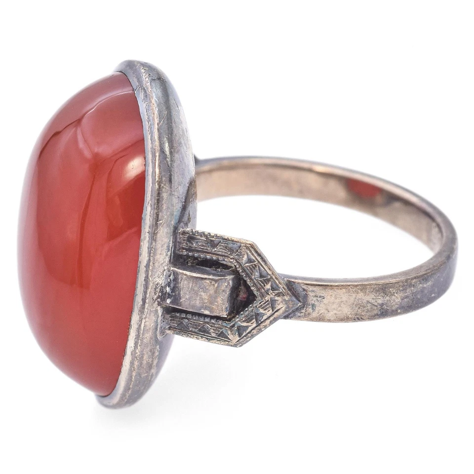 Antiguo anillo de cornalina de plata de ley de 10,17 quilates Foto 4 de 4