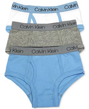Calvin Klein BLUE BELL/HEATHER GREY Little  Big Boys 3-Pack Briefs, US Large