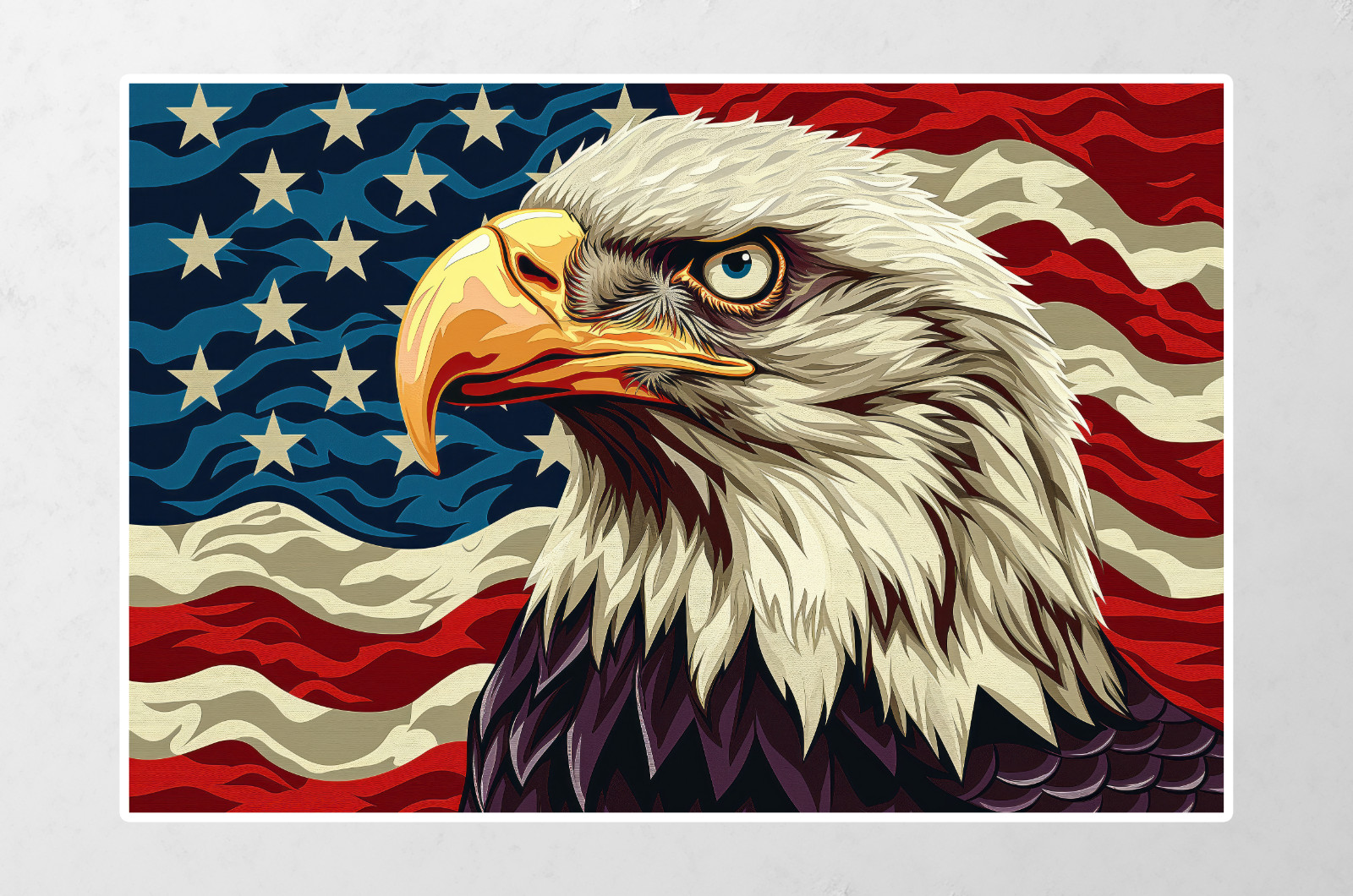 Portrait Bald Eagle US Flag +Bumper,Wall,Etc Sticker Vinyl Decal 5" FreeSticker