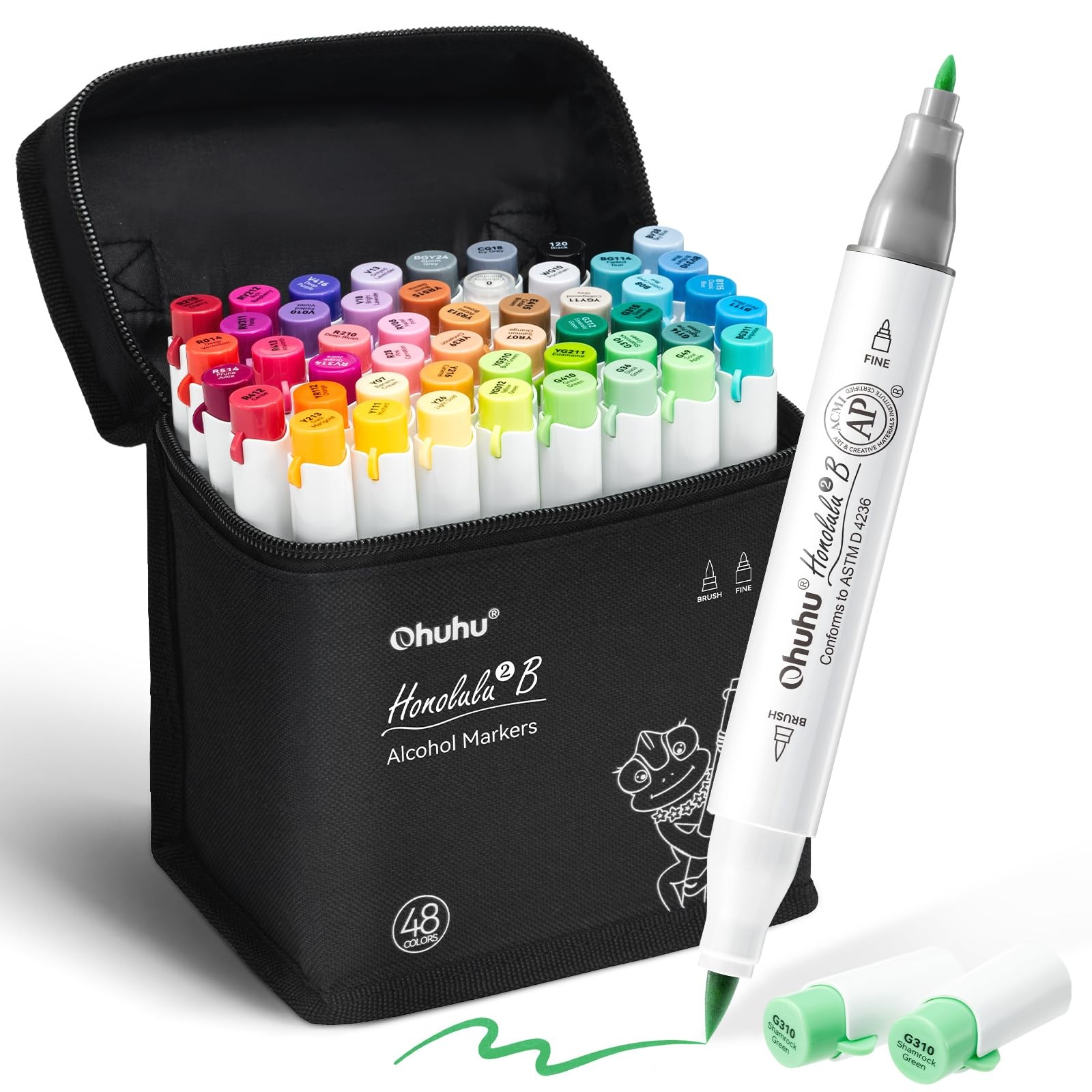Brush And Fine Tip 48 Color Sketch Marker Set Ohuhu