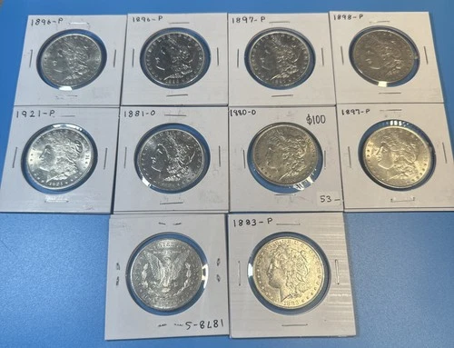 Lot of 10 Morgan Silver Dollars Mix Of Mint Marks P S O Most BU PL Must See(L826