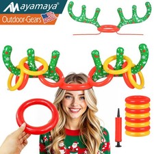 2 Sets Fun Inflatable Reindeer Antler Ring Toss Game for Family Christmas Party