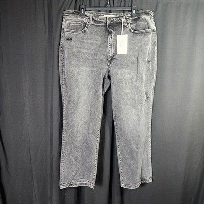 Flying Monkey Black Label Distressed Straight Leg Jeans Faded Black 22W NEW