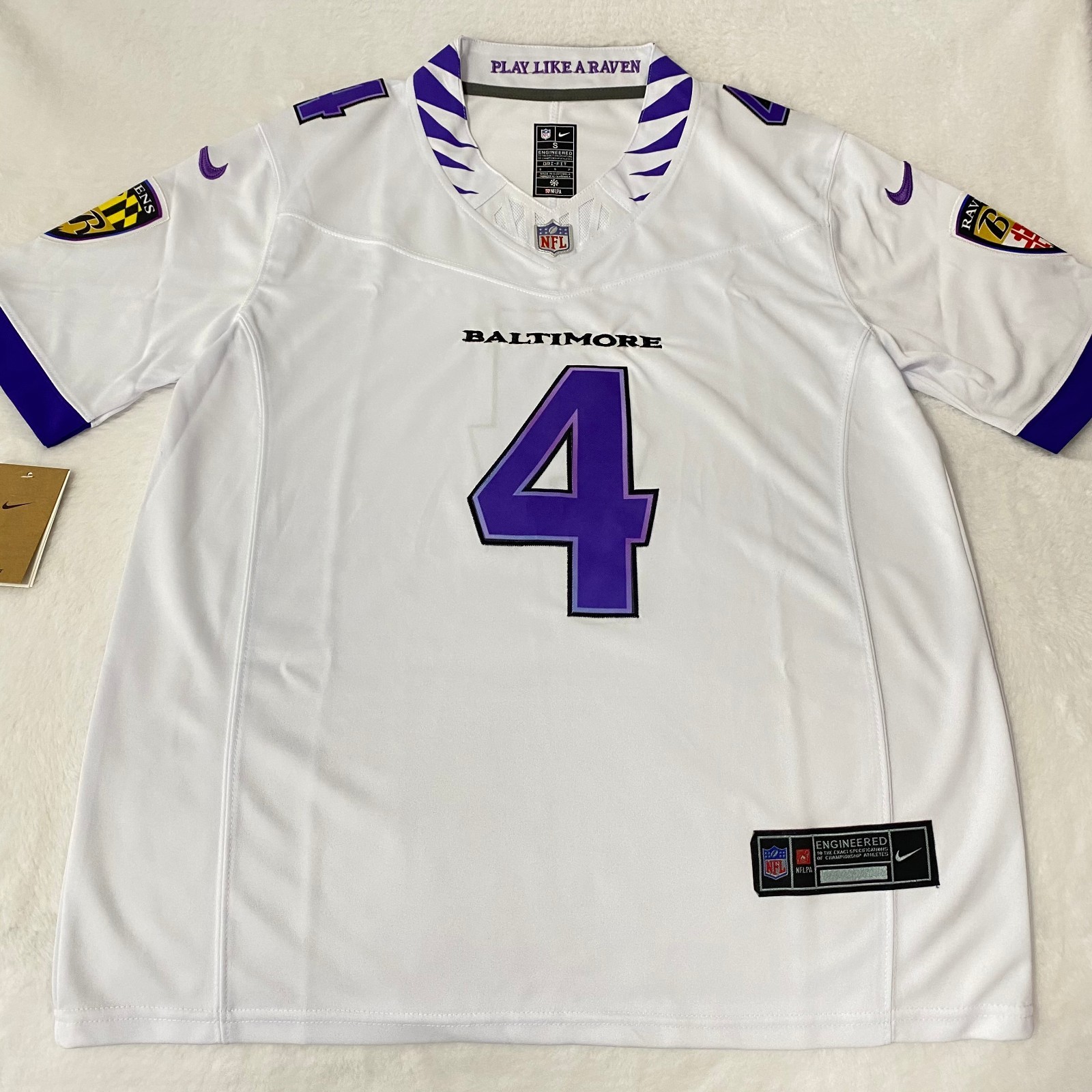 Zay Flowers #4 White Adult Men's Embroidered Jersey Sizes S-4XL