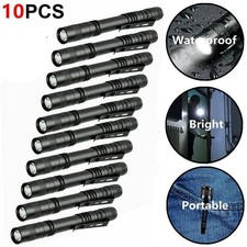 10 X Led Flashlight Clip Mini Light Penlight Pocket Portable Pen Torch Lamp