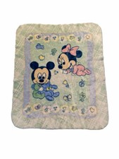 Vintage Rare Baby Disney Fleece Blanket Mickey  Minnie 40  x 35  