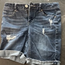 Mudd Girls Bermuda Denim Shorts Distressed Blue Size 12