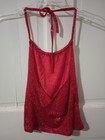 Vtg 70s Red Sequin Sparkly DISCO Halter Crop Top evening party dance XS — photo 10