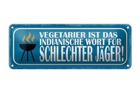 Blechschild Spruch 27X10 Cm Vegetarier Das Indianishce Wort Deko Schild Tin Sign