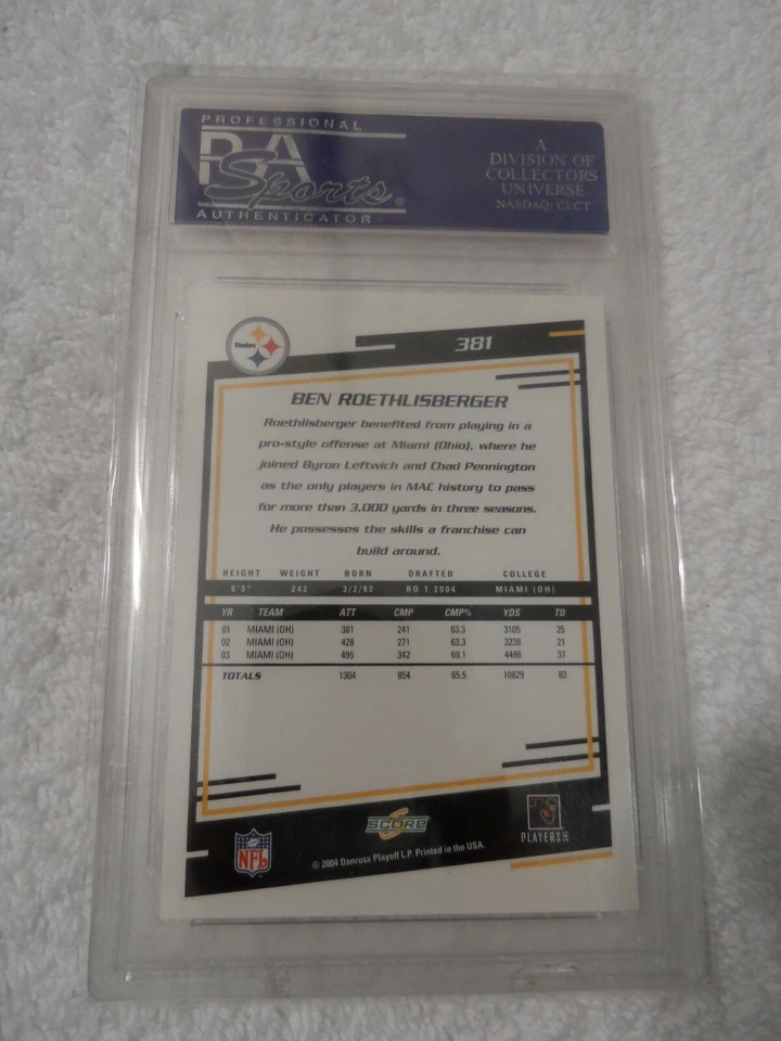 Score Ben Roethlisberger 2004 radiocontrol novato #381 Steelers PSA 10 GEMA como nuevo Foto 2 de 2