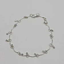 Claire's Curved Silver Bar & Clear Rhinestone Studded Anklet