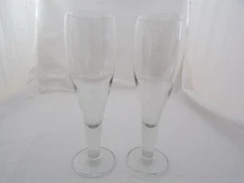 Pilsner Beer Glasses Unique Heavy Stems Set of Two  Clear  9-1/4" tall 12 oz b23