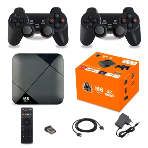 4K HDMI Android TV Game Box Built-in 10000+ Video Games Console Wireless Gamepad