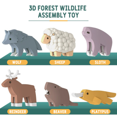 HALFTOYS 3D Forest Wildlife Assembly Toy Intellective Building Blocks ABS