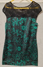 Express Black & Green Shirt Dress with Lace Small
