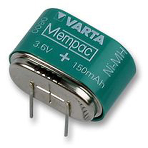 RECHARGEABLE BATTERY, NI-MH MEMPAC PCB 3.6V , VARTA , 3/V150H
