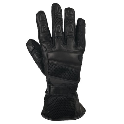 Bike It Triple Black Air Belüftetes Mesh Sommer Motorrad Handschuh