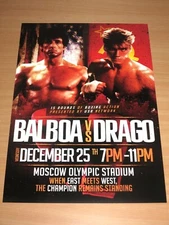 Rocky Balboa vs. Ivan Drago Fight Film Poster - Moscow Stadium USA Russia New