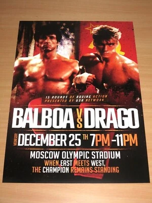 ROCKY BALBOA vs. IVAN DRAGO FIGHT FILM POSTER - MOSCOW STADIUM USA RUSSIA NEU