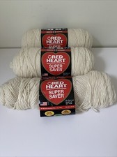 Red Heart Super Saver Yarn Natural Lot Of 2 7 Oz Plus Partial Skein