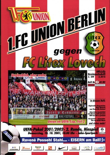 EC III 2001/2002 1. FC Union Berlin - FC Litex Lovech (Bulgarien), 18.10.2001