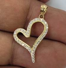 Women's 1.60Ct Round Cut Lab-Created Heart Pendant 14K Yellow Gold Plated Silver