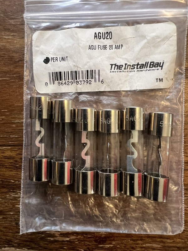 6pcs 20A Amp Inline AGU Fuse Quartz Silica Glass Tube Nickel Car Audio Amplifier