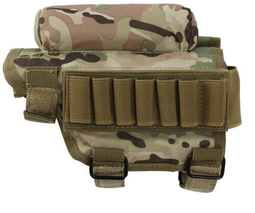 Tactical Rifle Buttstock Cheek Rest Riser Ammo Cartridges Carrier Case Holder US