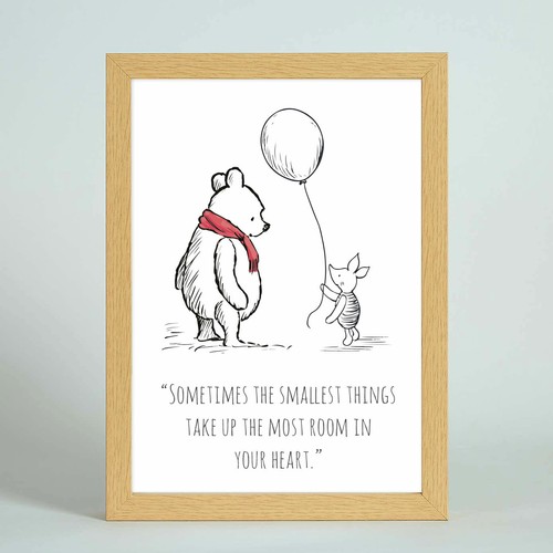 personalised winnie piglet pooh quote print frame a4 boy girl cute nursery gift ebay