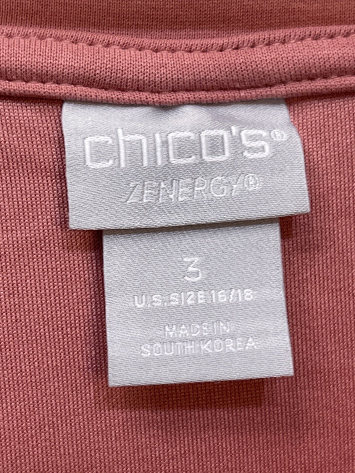 Chicos Zenergy Size 3 16/18 Sandwashed Pink Tunic Top Classic Fit 3/4