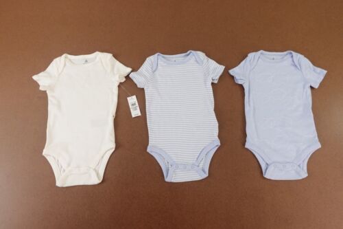 Gap Baby Boy Size 6-12 Months Blue White Short Sleeve Bodysuit Set 3 Pieces NWT - Picture 1 of 6