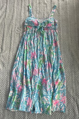 Lilly Pulitzer $248 Sabrinah Midi Dress in Multi Coral Bay Size 14 XL | eBay