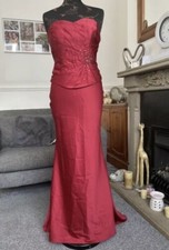 Burgundy ball gown Prom Dress Dinner Party Frock Bridesmaid Long Fitted Size 8