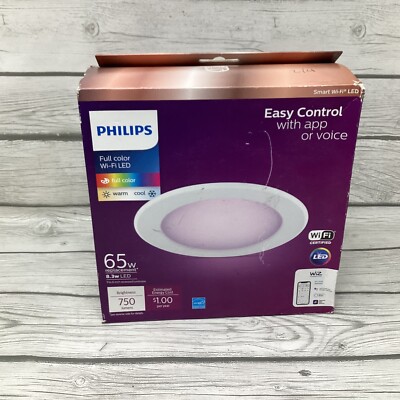 Phillips 65w Equivilent Wiz App Or Voice Controlled Downlight 750 Lumens