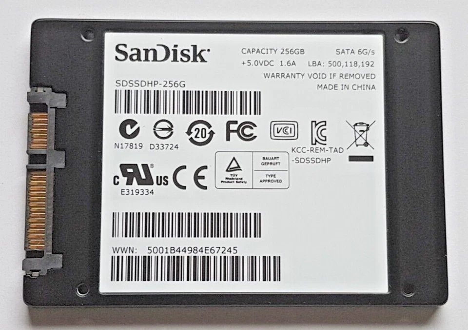 256 GB SATA III SanDisk SSD SDSSDHP-256G 2D-NAND MLC 2.5" interne Festplatte