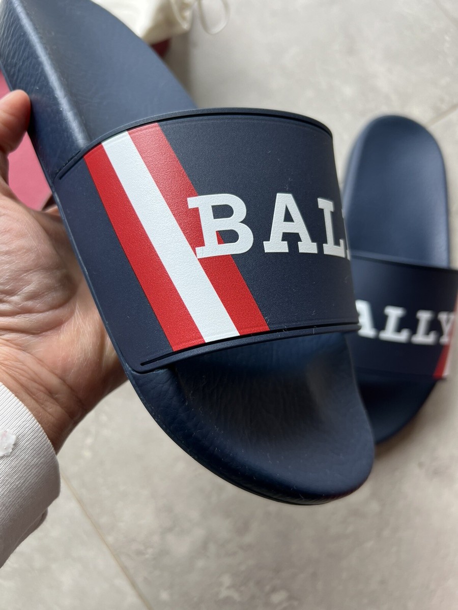 BALLY EXCELLENT MEN’S BLUE WHITE RED SLIDES SANDALS SIZE 11 / 44 MADE IN ITALY Amazon.com | Bally Bonks-T/218 Bally Red/White 9 UK (US  main image 3