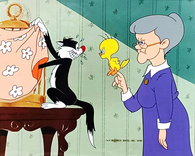 1992 FRIZ FRELENG ORIGINAL WARNER BROS LE HAND PAINTED CEL ''CAUGHT AGAIN''