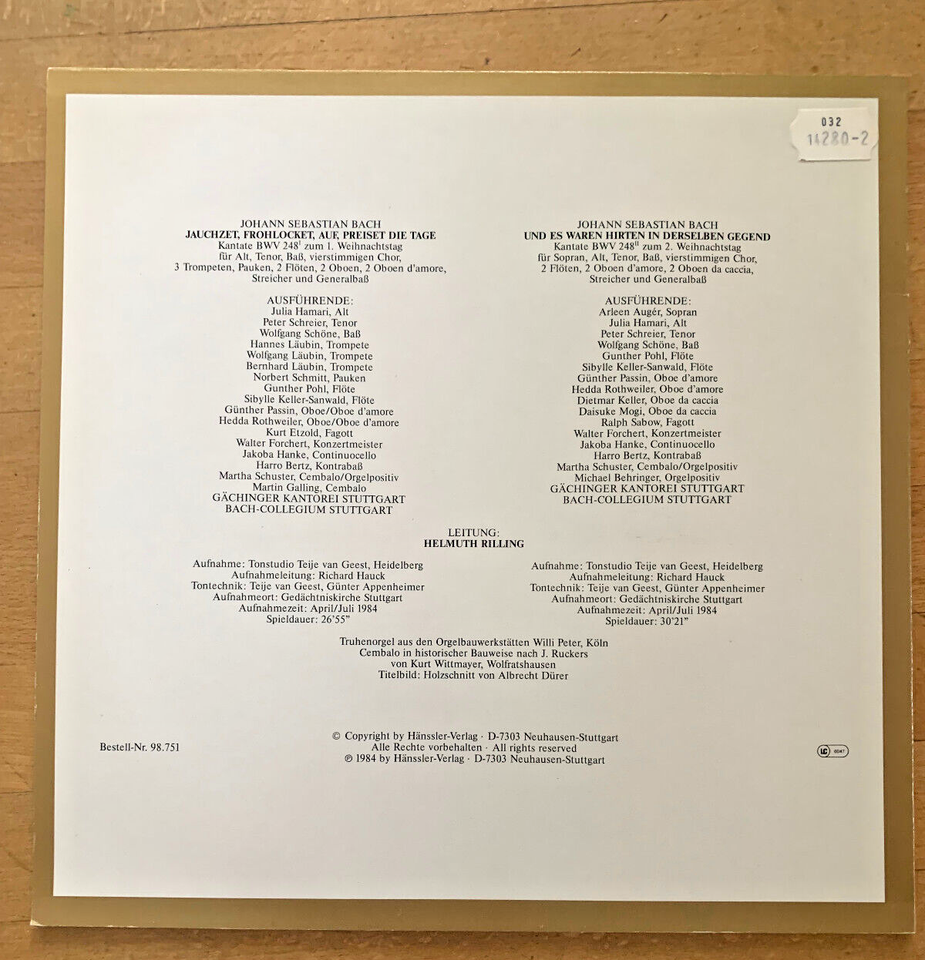 Johann Sebastian Bach, Helmuth Rilling – La Bach Kantate - Bwv 248 ...