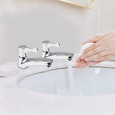 2X Lever Basin SInk Taps Pillar Disabled 1/4 Turn Chrome Pair 1/2" Hot Cold Set