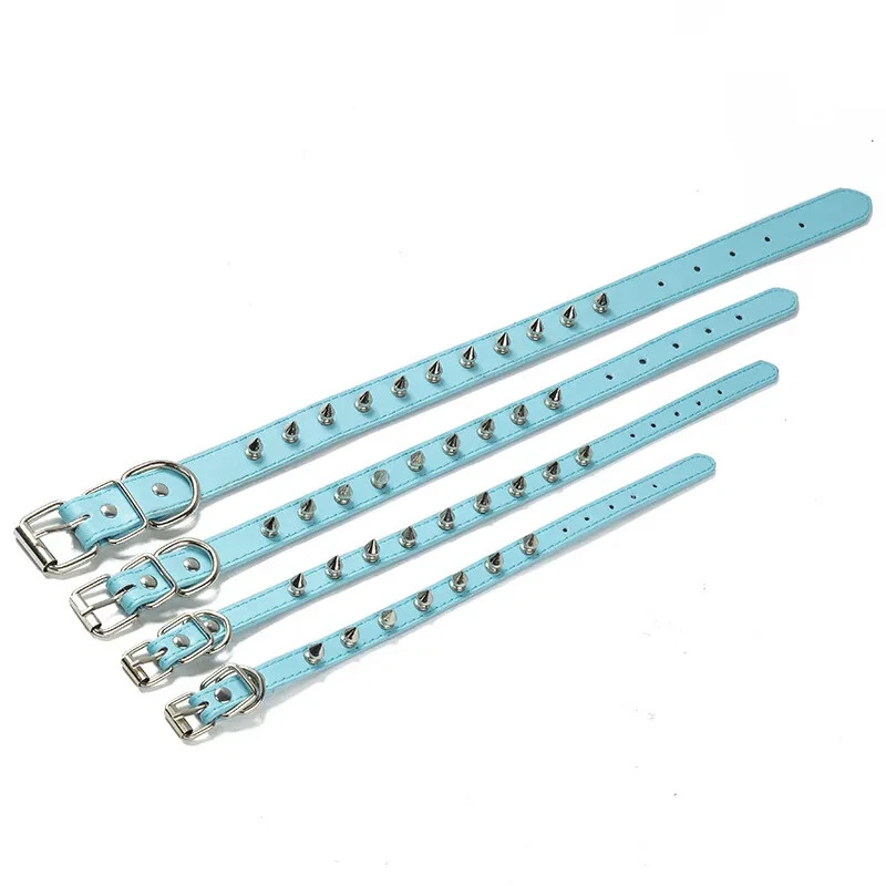 1pc Cool Cat Dog Collar Leather Spiked Studded Collars For Small Pets Necklace - Image 4 of 4