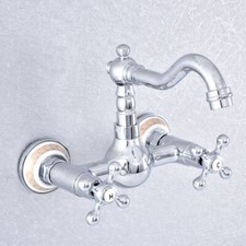 Wall Mount Polished Chrome Brass Bathroom Sink Faucet Kitchen Mixer Tap fsf765
