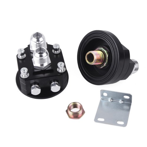 Black AN10 Cooling Sandwich Plate Adapter Oil Filter Relocation Kit Universal - Foto 5 di 12