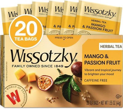 Mango & Passion Fruit Tea (20 Tea Bags) Caffine Free, Made With Premium Fruit &