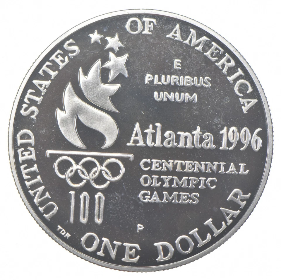 1996-P Proof Olympics Tennis Commemorative Silver Dollar $1 *3471 - Image 2 of 3